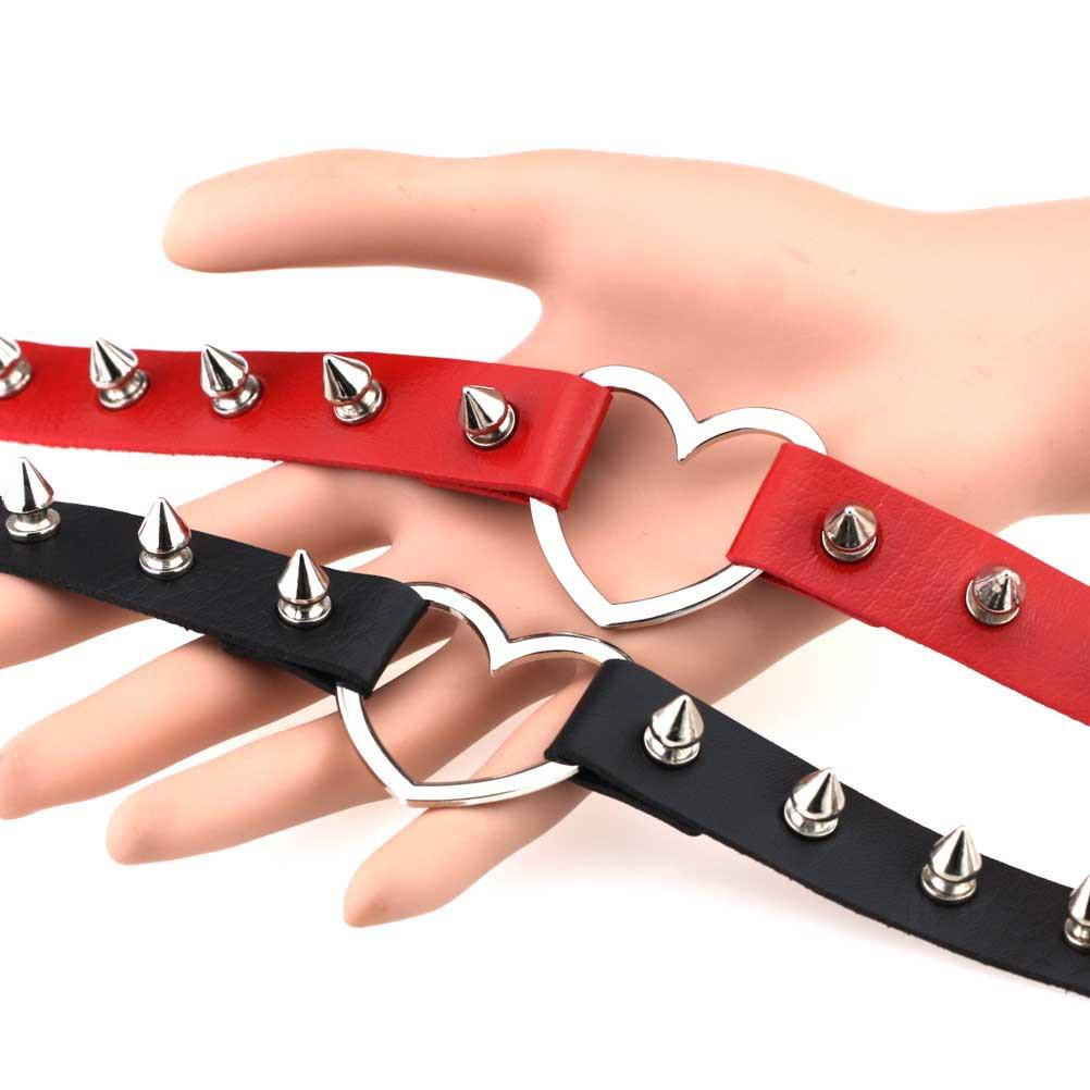Love Heart Harajuku Spiked PU Leather Choker Necklace