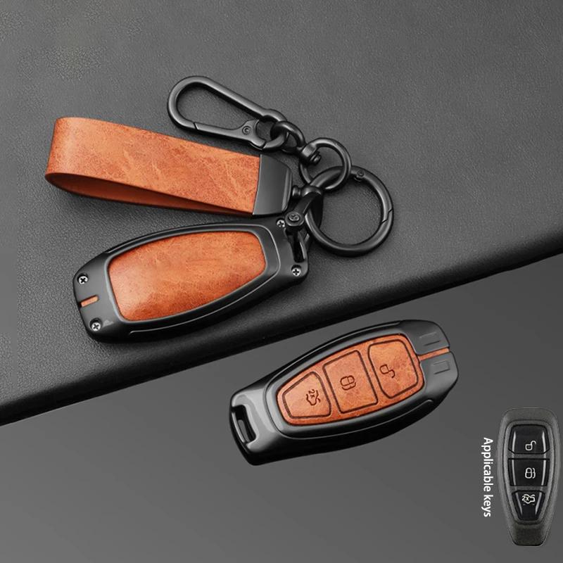 Interior Mouldings Car Key Case for Ford Kuga MK2 Focus 3 4 ST Mondeo MK3 MK4 Fiesta Fusion Ecosport Key Fob Keychain Keyless Ca