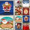 Christmas Curtain Shower With Hook Xmas Bathroom Decoration Santa Claus Snowman