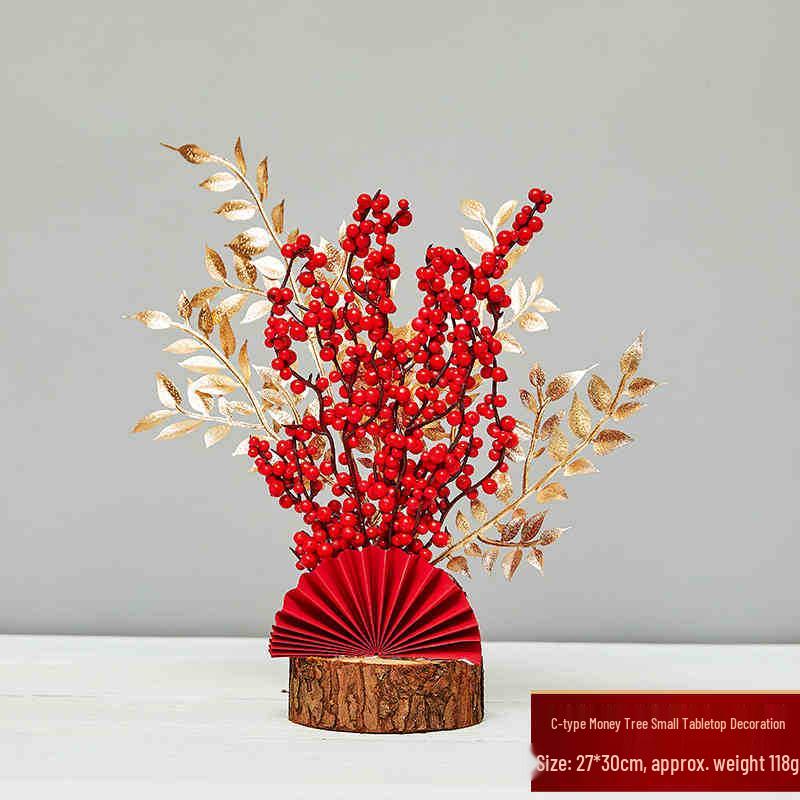 2026 Chinese New Year Red Berry Money Tree Decoration for Spring Festival Photography Prop