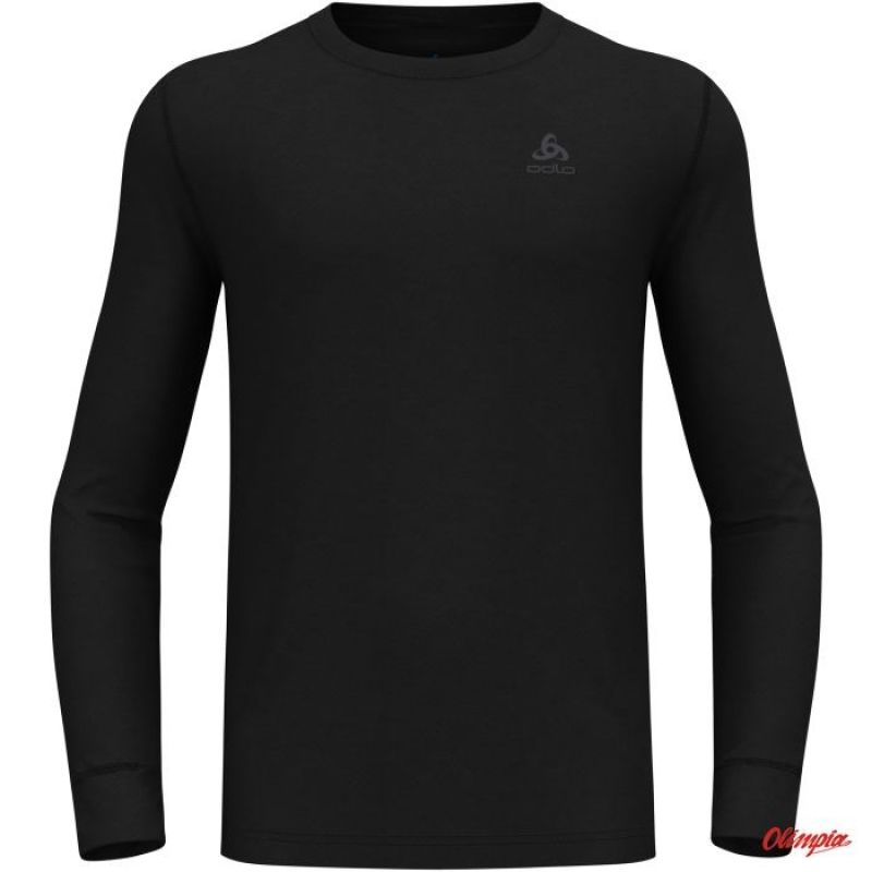 Odlo Men's BL TOP Crew Neck Long Sleeve Merino 200 Shirt, Black, M