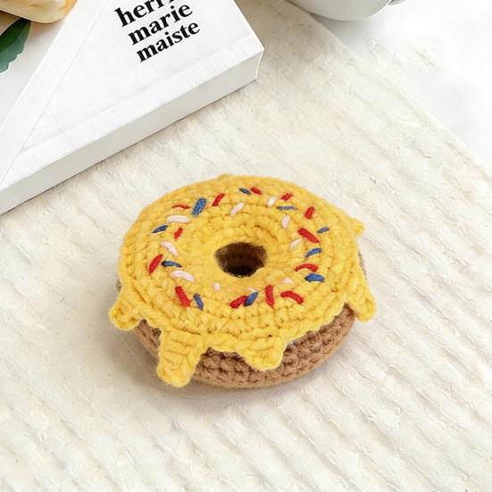 Pletený přívěsek na klíče Donut Ručně háčkovaný tvar donutu Přívěsek na tašku Roztomilý přívěsek na klíče