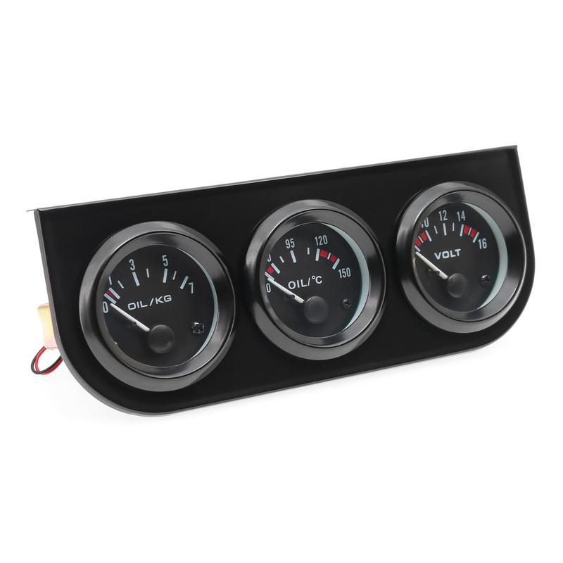 52mm 3 in 1 Triple Gauge Kit oil Temp Gauge 50-150℃ Oil Pressure Gauge 0-7 OIL/KG Voltmeter 8-16V With Temp&Pressure Sensor
