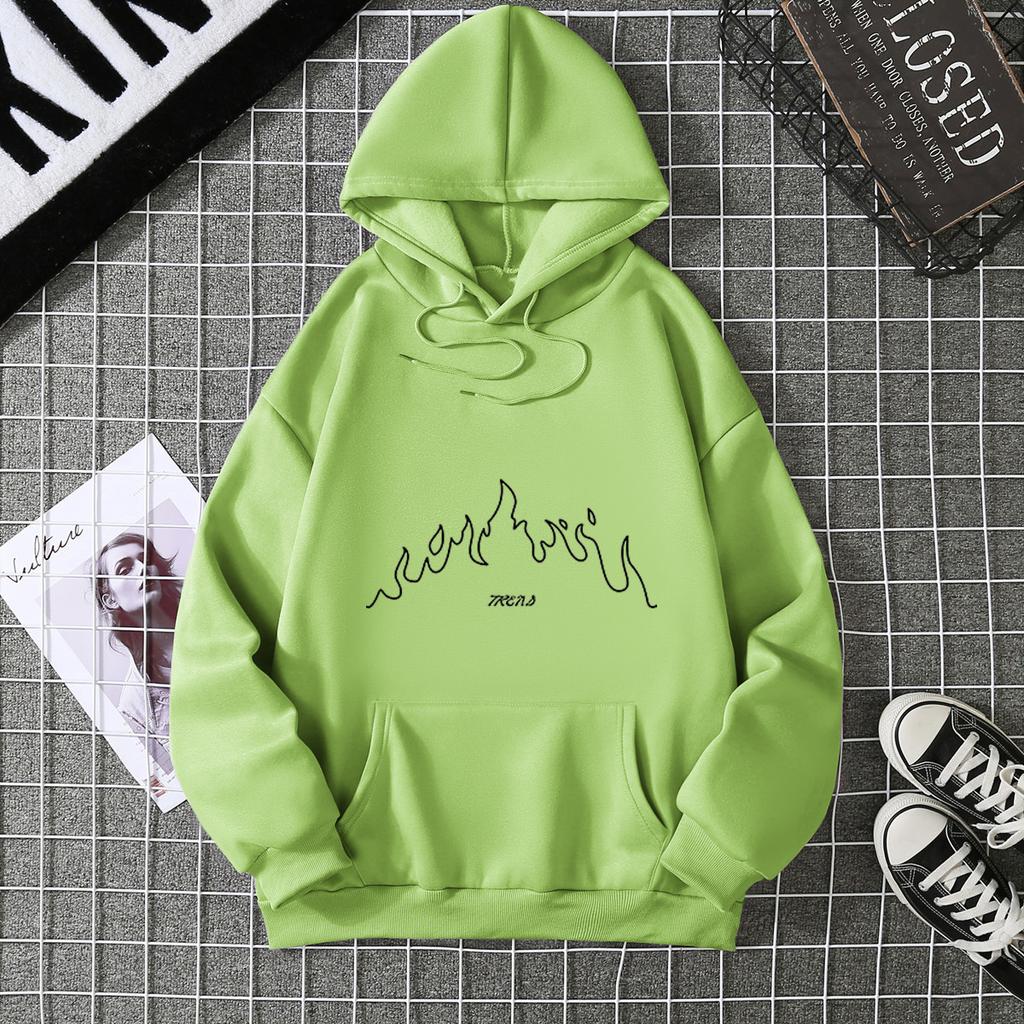 2025 new women's fleece sweater print pocket print hoodie