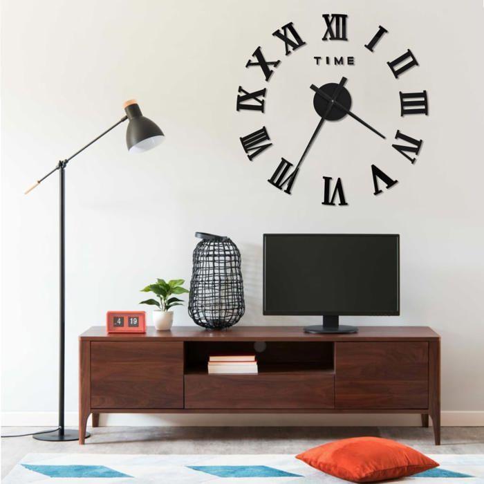 VidaXL 3D Wall Clock Modern Design Analog Clock Decorative Clock Living Room Interior Home Black 325159