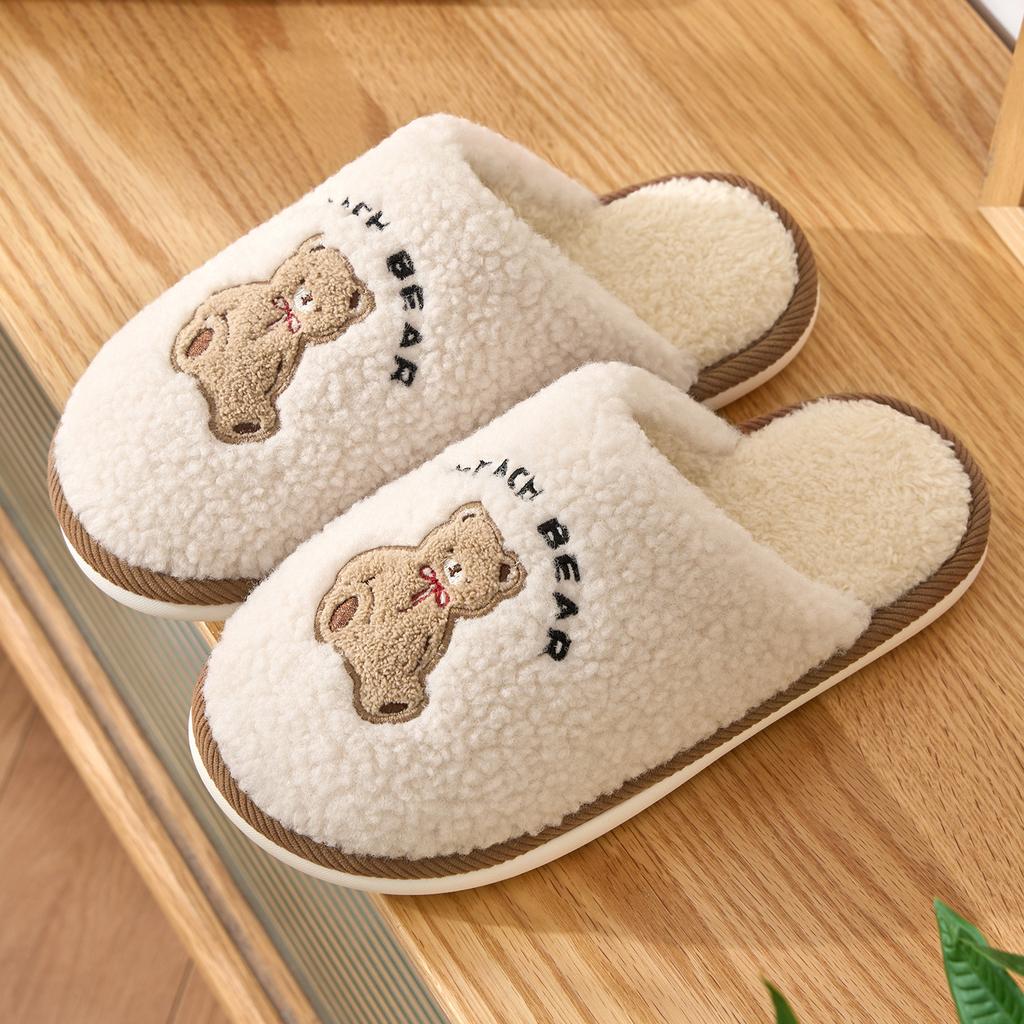 Cute Cartoon Cotton Slippers Autumn and Winter New Indoor Home Couple Thick-soled Warm Plush Cotton Shoes
