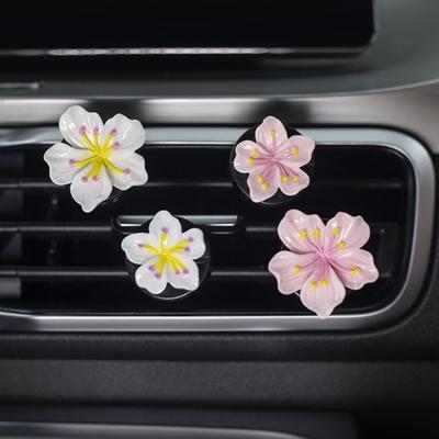 1 Paar Bloem Luchtventilatie Clip Perzikbloesem Airconditioning Uitlaat Clip voor Vrouwen Meisjes Schattige Auto Luchtverfrisser Decoratie voor Interieur Accessoires