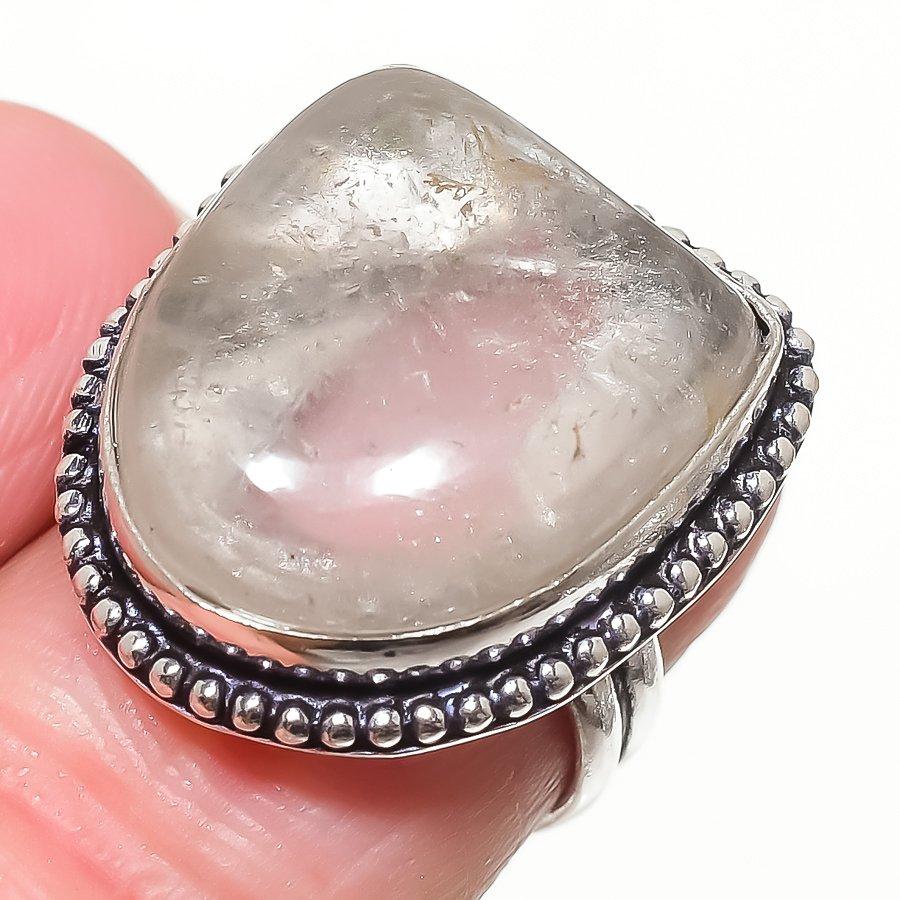 

Кольцо ручной работы из стерлингового серебра 925 пробы с натуральным золотым рутилом, размер 6 Z1Y95