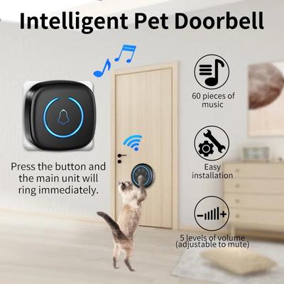 Haustier Touch Ringer Knopf Klingel 300M/984ft Reichweite 60 Lieder Hohe Lautstärke Türklingel für Katze & Hund Training Türklingel Smart Home US EU