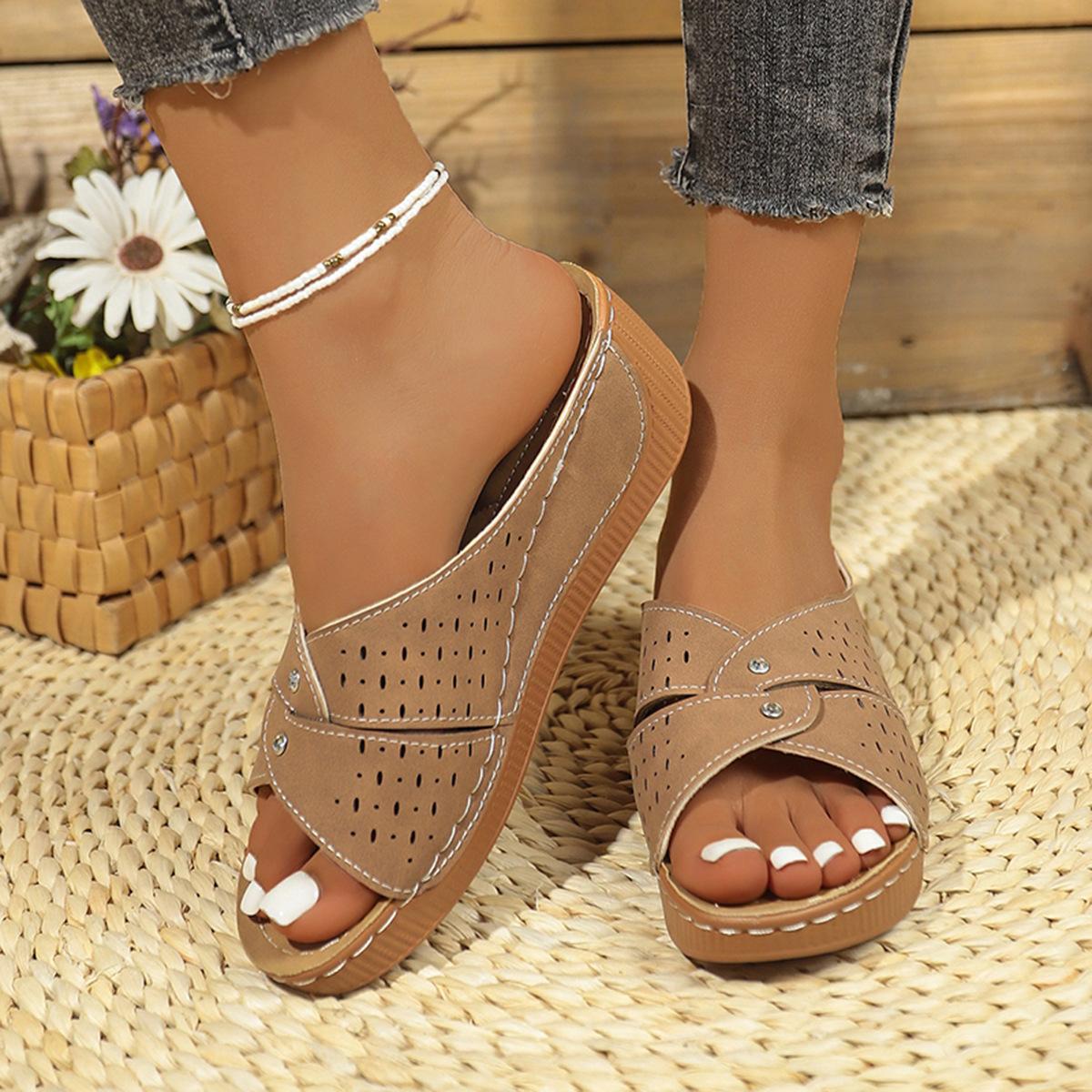 

Summer Shoes Sandals Women Non-Slip Shoes for Women Slides Women Shoe Wedge Shoes Woman Plus Size Footwear Female Slipper 43 хакі