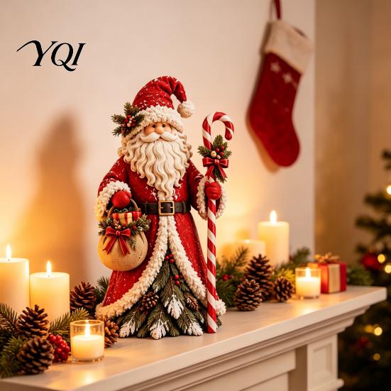 Christmas Witch Collectibles Santa Claus/Snowman/Witch Figurine with Tree Skirt Design, Table Centerpiece Decorative Figurines for Mantel Christmas,