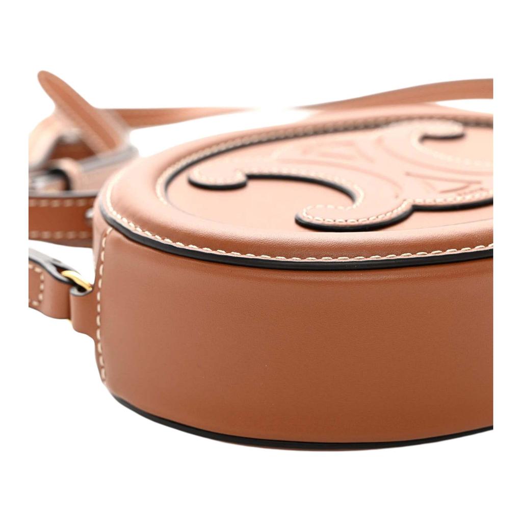Celine Cuir Triomphe Oval Wallet With Gold Metal Details Women Shoulder Bag Brown 10I703DPQ-04LU