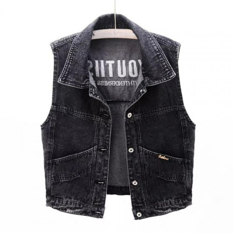 Large Size Casual Denim Vest Spring and Autumn Loose All-match Pocket Sleeveless Vest Jacket Waistcoat