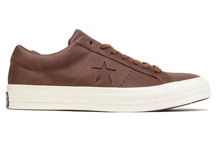 Converse One Star Ox Leather Non slip Lightweight Low top Skateboard Shoes Unisex Brown 157744C