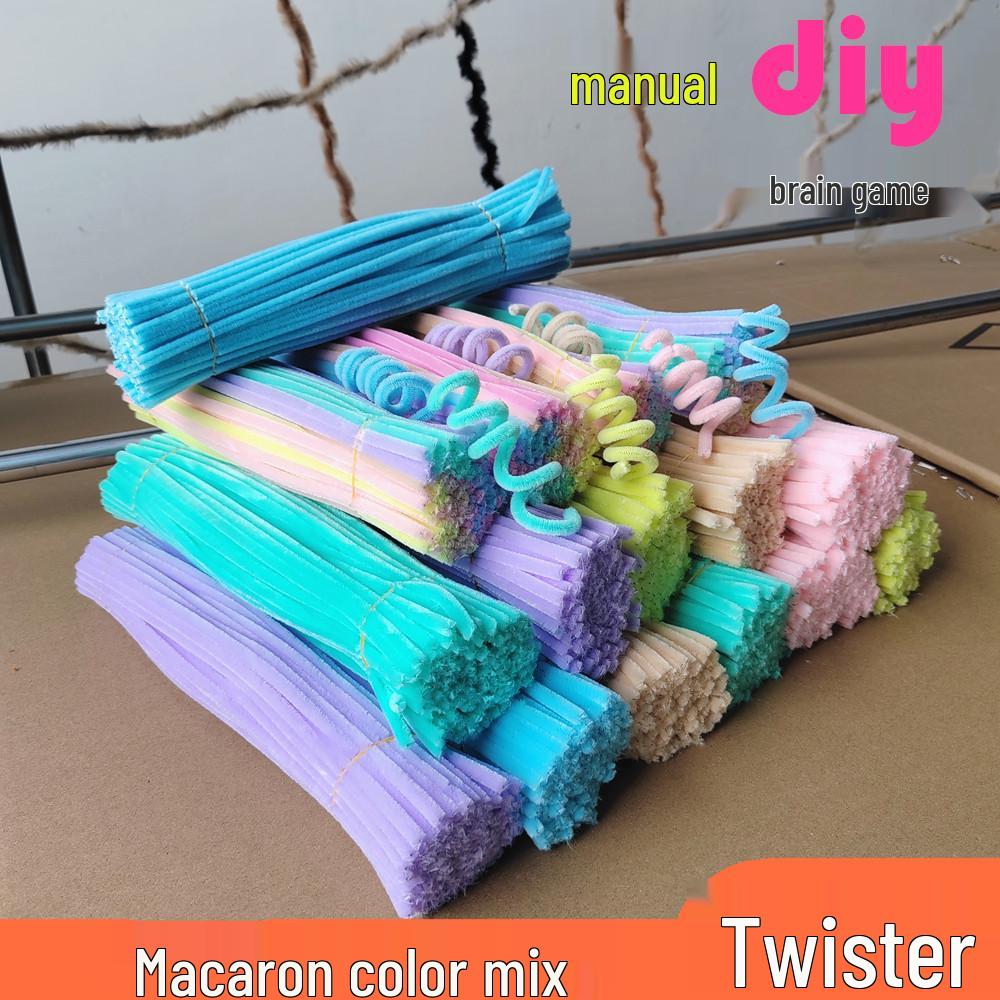 Macaron Twist Sticks: Plush Strips In Bright Mixed Colors for Children's Weaving & Handmade Flower Bouquets