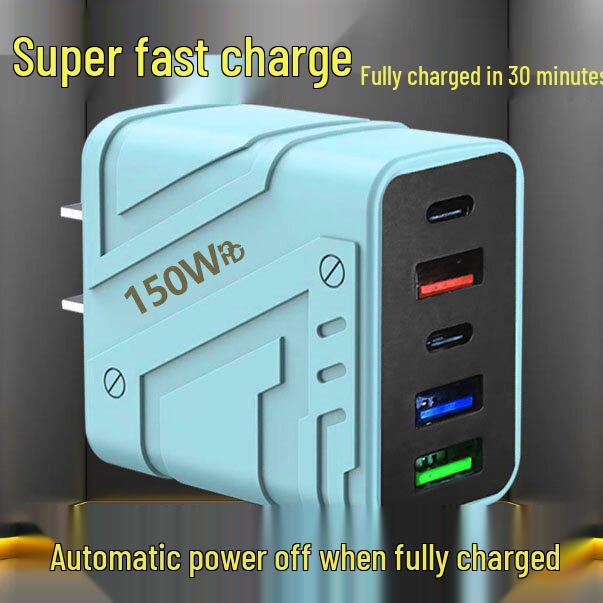 150W High-Power GaN USB Charger with Multi-Port Fast Charging for Apple & Android