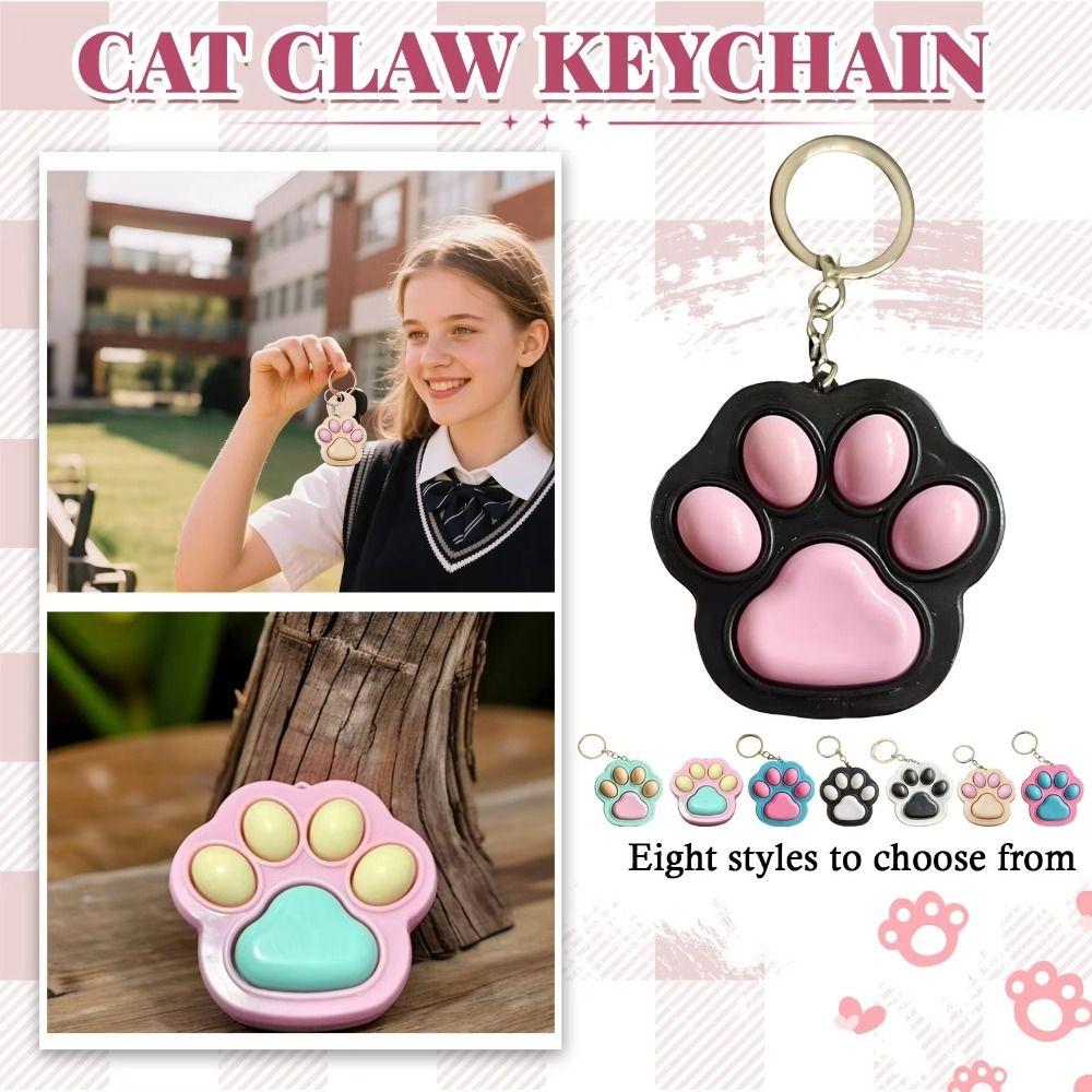 Cartoon Cat Claw Button Pendant Fingertip Toy Cat Paw Keyboard Creative Cat Paw Keychain  Kids Toy