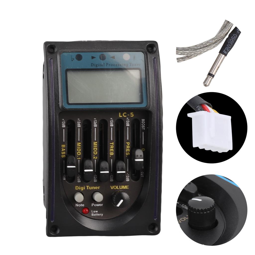 5 Band Guitar Pickup LCD Equalizer Tuning Adjustable Musical Instrument Supplies