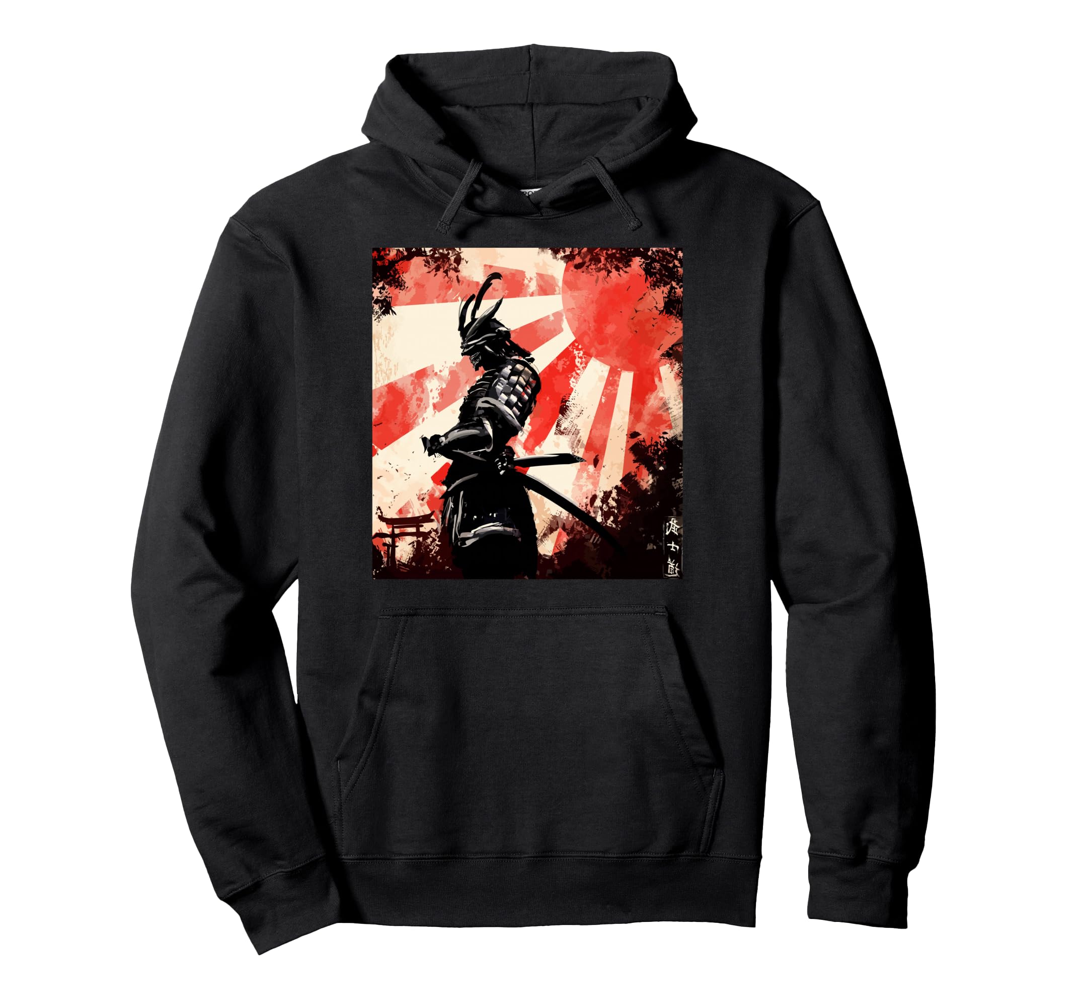 Japanese Retro Vintage Warrior Hoodie Samurai, Art, Bushido, чёрный