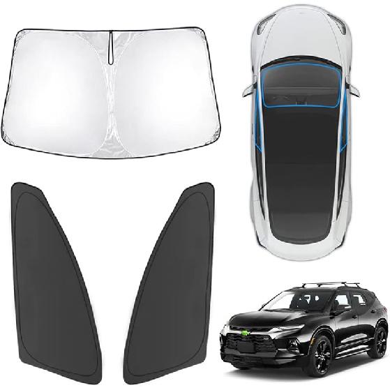 Karltys 3PCS Front And Side Windshield Sun Shade For 2015-2024 2025 Jeep Renegade, Reflective Window Sunshade Fit Renegade, Foldable Sun Shield Sun