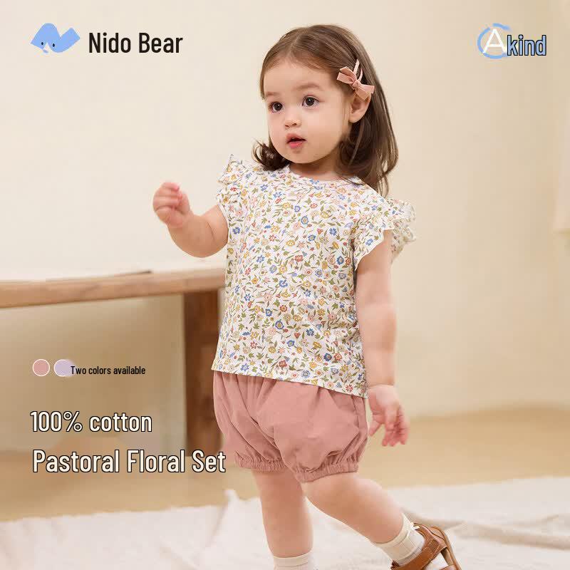 Nidoxiong Baby Girl s Floral Cotton Two-Piece Set 100