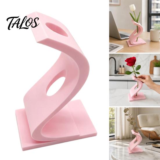 Small Table Sculpture 3D Printed Curved Flower Arrangement Stand, Minimalist Holder Ornament, Detailed Craft Statue Creative Artistic Decoration