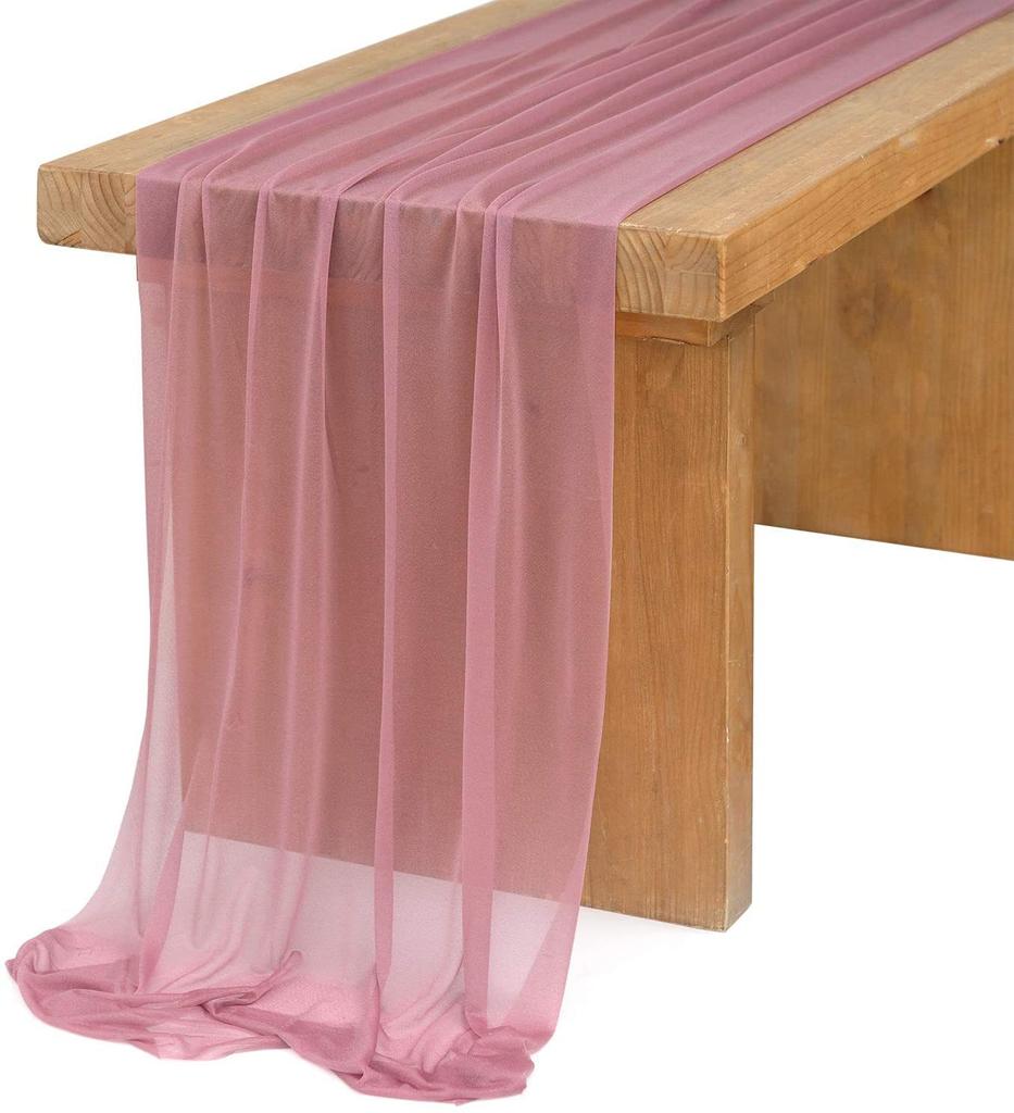 2pcs Chiffon Able Runner Solid Colorful Rustic Americal Wedding Party Bridal Show Birthday Home Christmas Home Tables Decoration