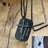 Vnox Personalized The Bible Cross Dog Tag Necklaces For Men Women ,Black Stainless Steel Custom Prayer Christian Jewelry