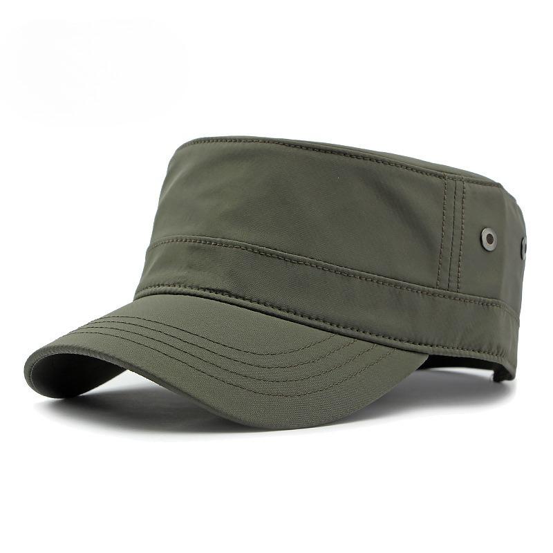 

Unisex Summer Outdoor Military Cap Sun Protection Breathable Flat Top Hat Simple Casual Cadet Cap Army Style Peaked Hat 56-60cm армія зелений колір