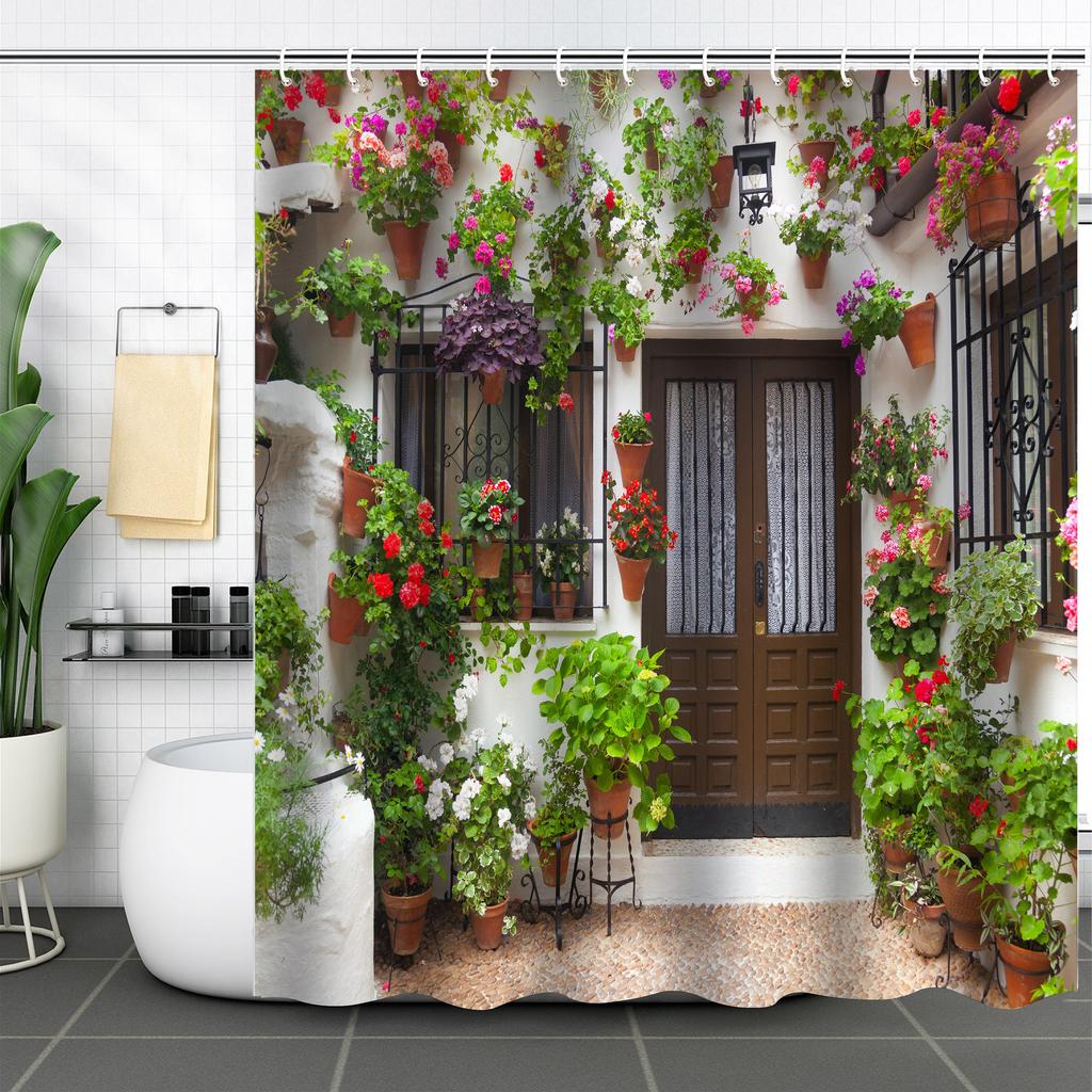 Duschvorhang Wasserdicht Und Schimmelresistent Digitaldruck Ländliche Landschaft Duschvorhang Badezimmer Duschstoff Trennvorhang Stanzfrei