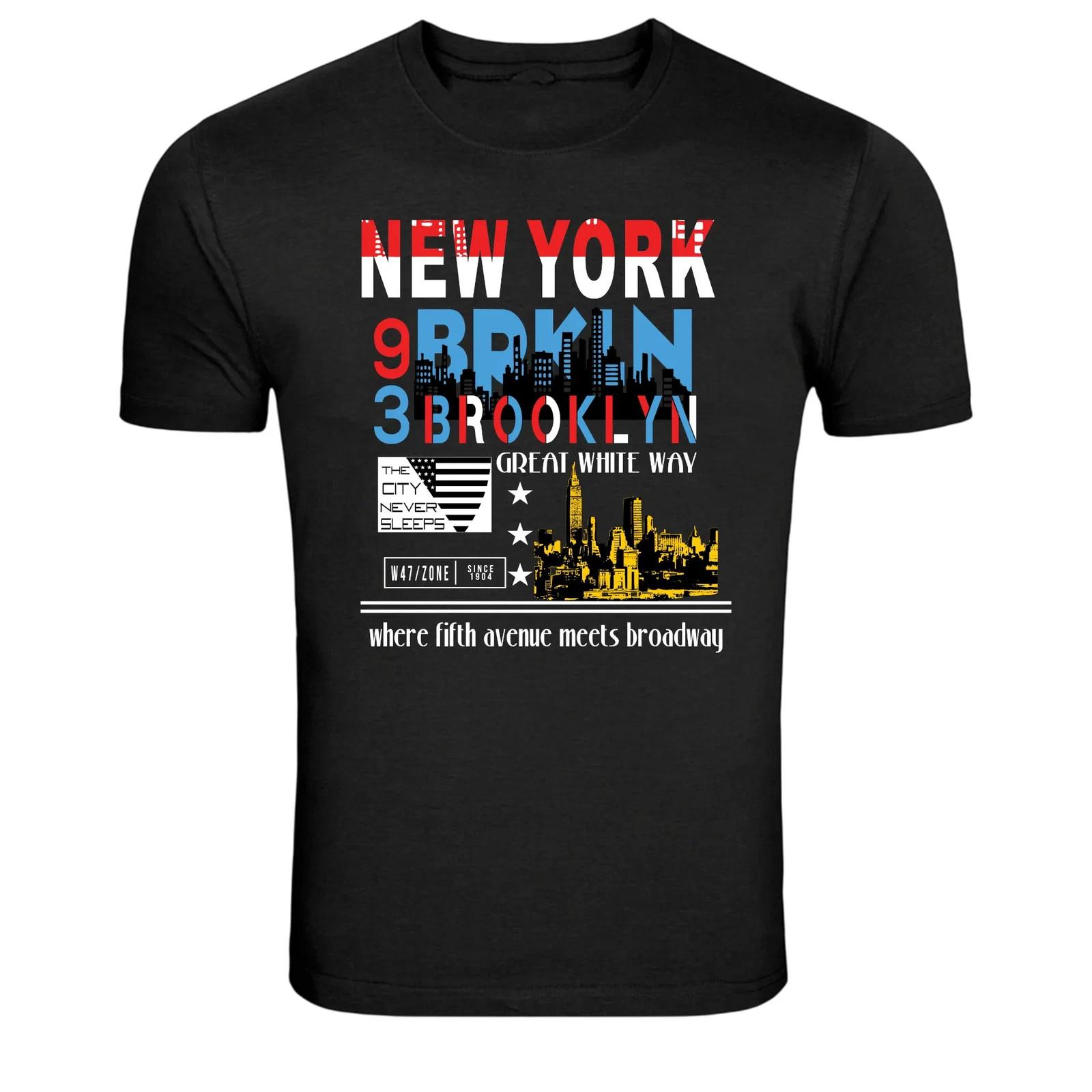 New York Brooklyn Great White Way Skyline Graphic T-Shirt S