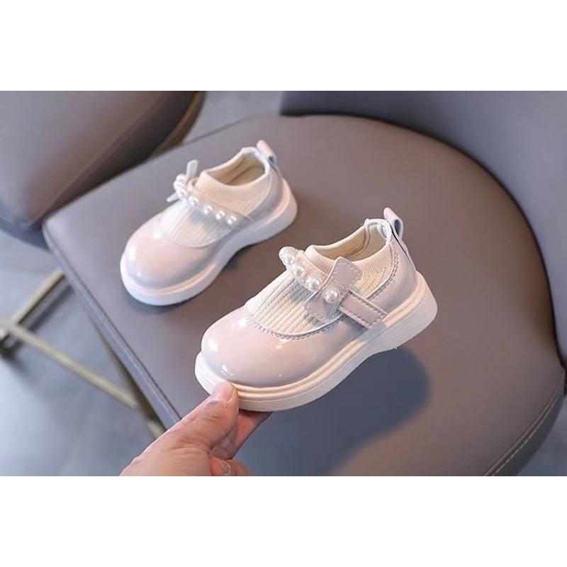 Little Girls Fashion Princess Pearl Leather Casual Low Top Flat Shoes