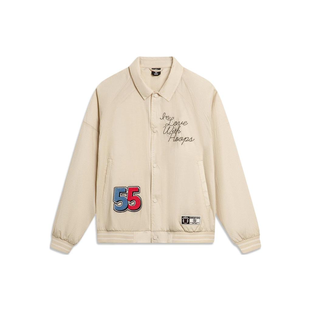 Li Ning Badfive Basketball Serie Buchstaben Zahlen Druck Polo Locker Lässige Jacke Herren Jacke Kieselgrau AFDT883-2