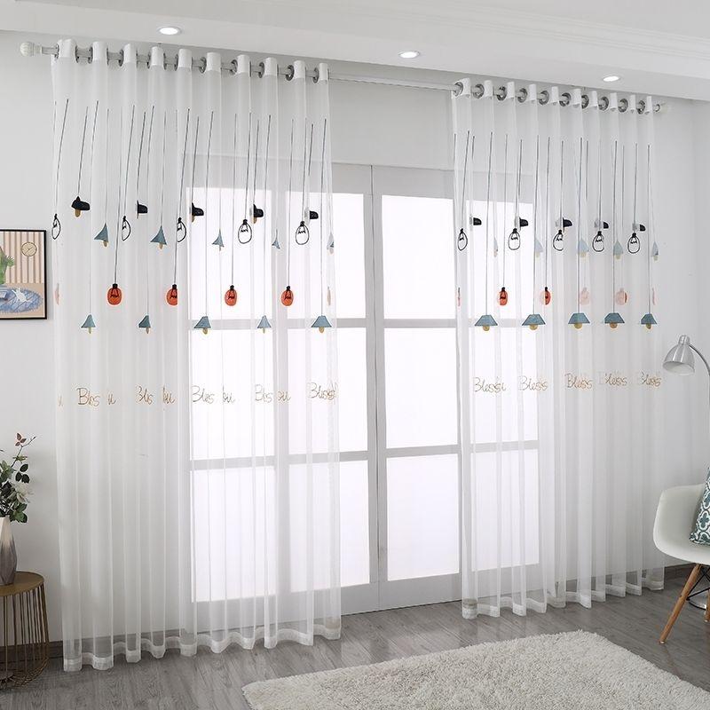 Curtain Finished Window Screen Embroidery Bedroom Balcony Screen Curtain Bay Window Small Short Curtain Partition Door Curtain