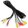 KAUMO AV Splitter Male To 2 Female 2-Way Cable, (RCA Red/White/Yellow 3-pin) (RCA Red/White/Yellow 6-pin), 1.5m