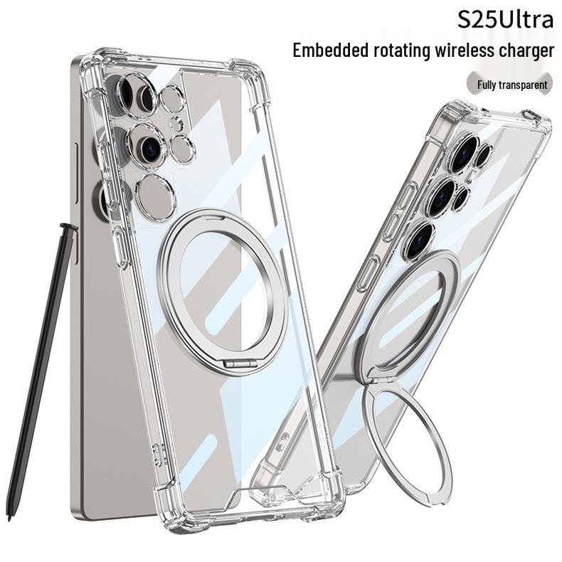 

S25Ultra Вращающаяся подставка Чехол для телефона с магнитным кольцом для беспроводной зарядки SM-S25Ultra