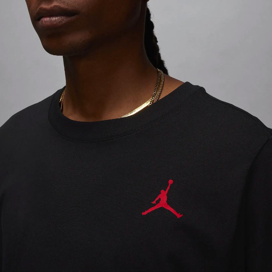 Jordan Brand Letter Print Pattern Ribbed Crew Neck Long Sleeve T-Shirt Men Tops Black FN5976-010