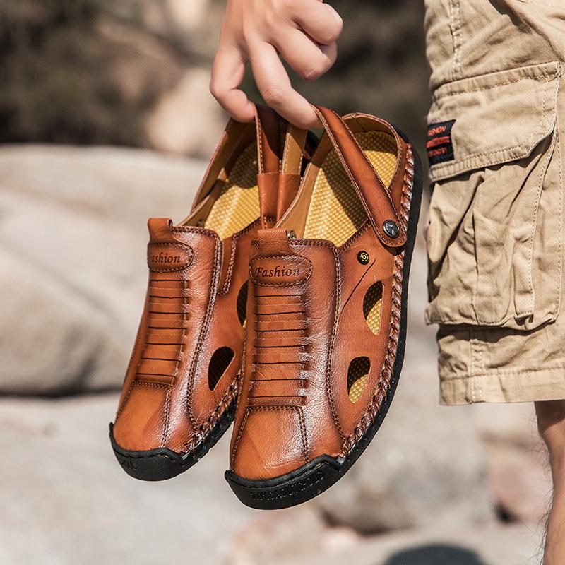 38-48 Herren Übergröße Leder Strand Sandalen