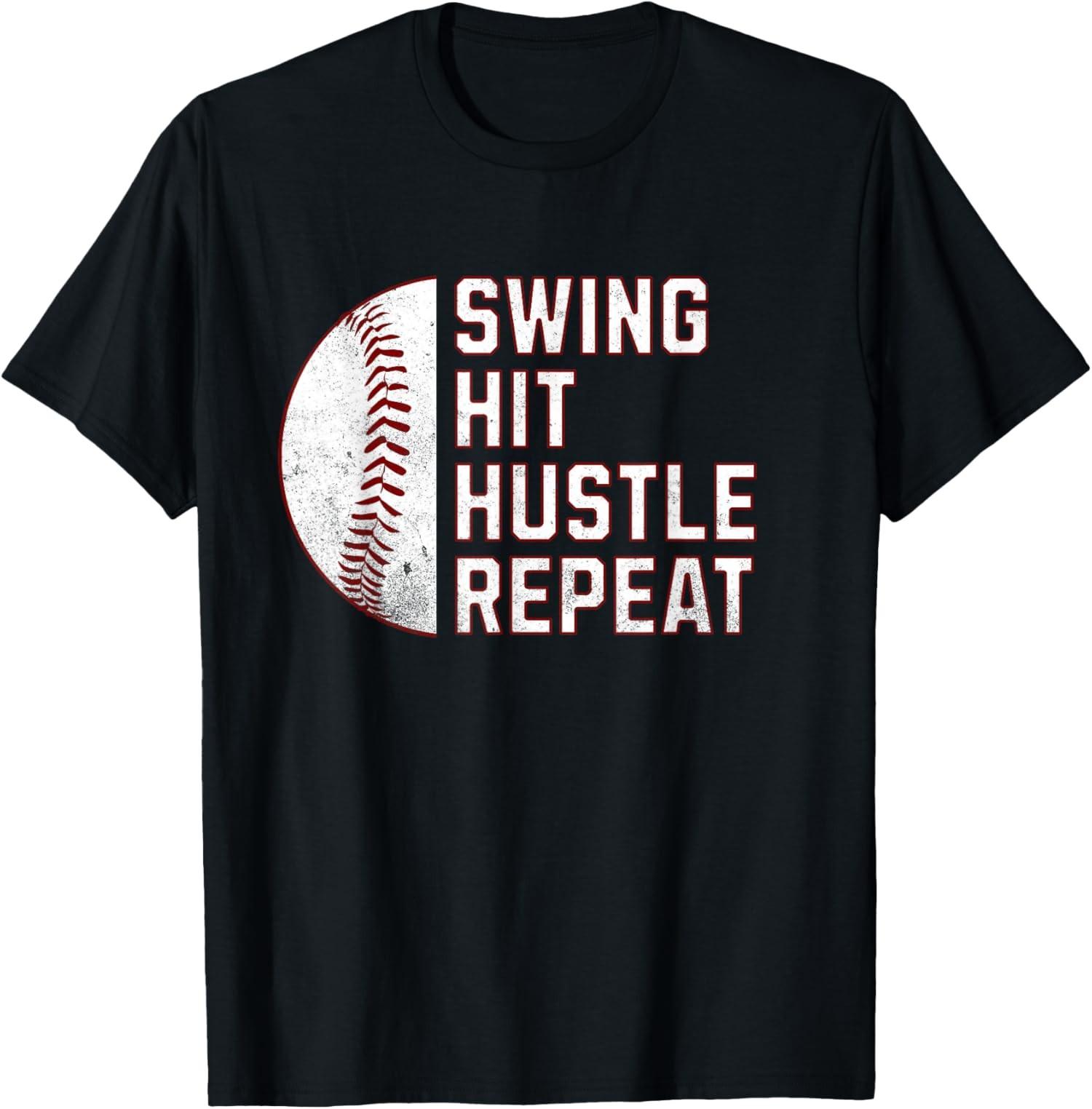 Swing Hit Hustle Repeat Baseball Player Baseball Unisex T-Shirt S разноцветный