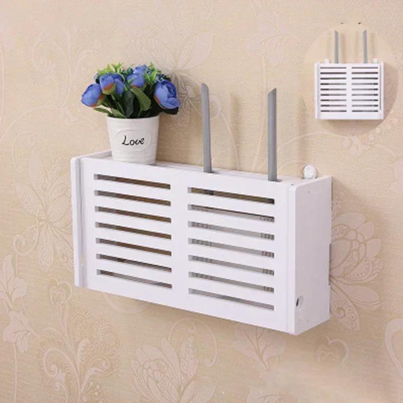 

Wifi Router Storage Boxes Wire Box Organizers Wall Mounted Shelf Home Hanging Decor Cable Power Plug Storage Boxes Bins