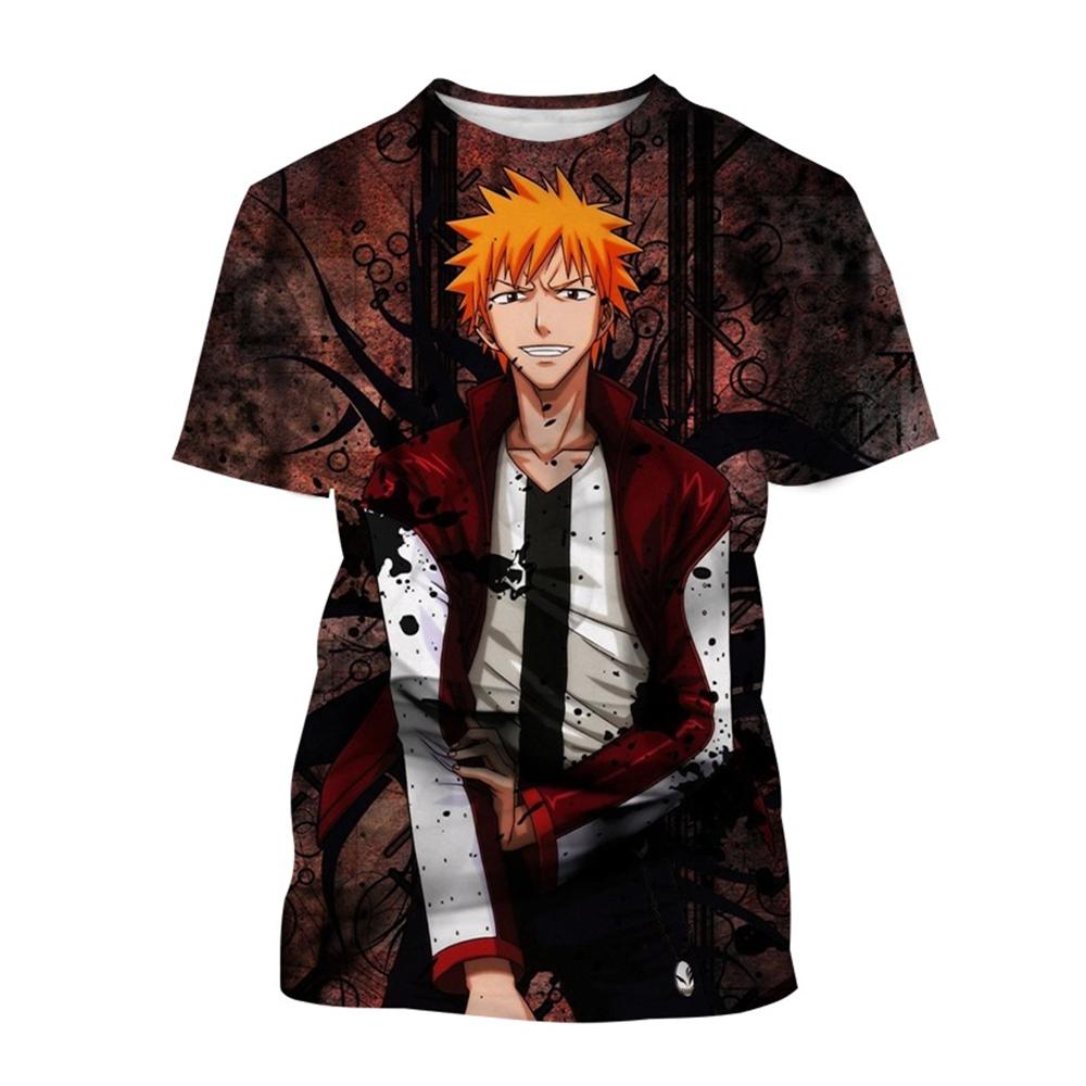 Sommer Rundhals 3D Japanischer Anime Bleach Aufdruck Top Modisch Lässig Kurzärmelig Kinder Jungen T-Shirts