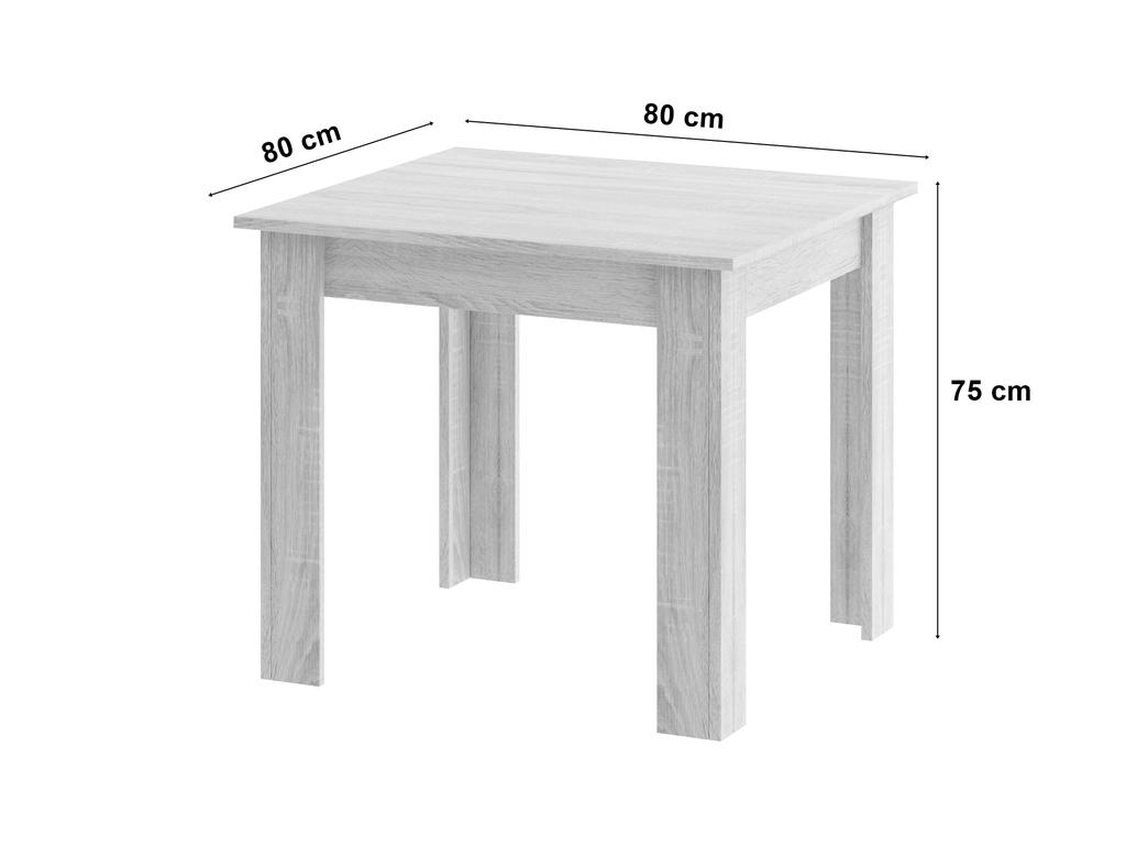 NP Tisch 80x80 Sonoma Eiche + Weiß