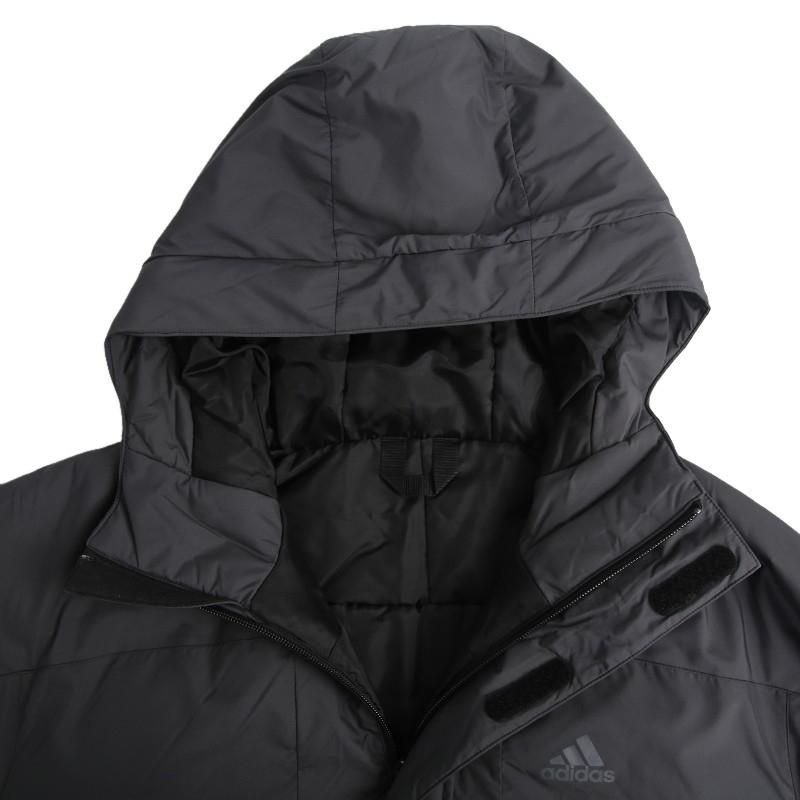 Adidas Větruodolná Hřejivá Bunda s Kapucí Dlouhý Rukáv Bavlněný Kabát Pánský Svrchní Oděv Černá Šedá GE9998