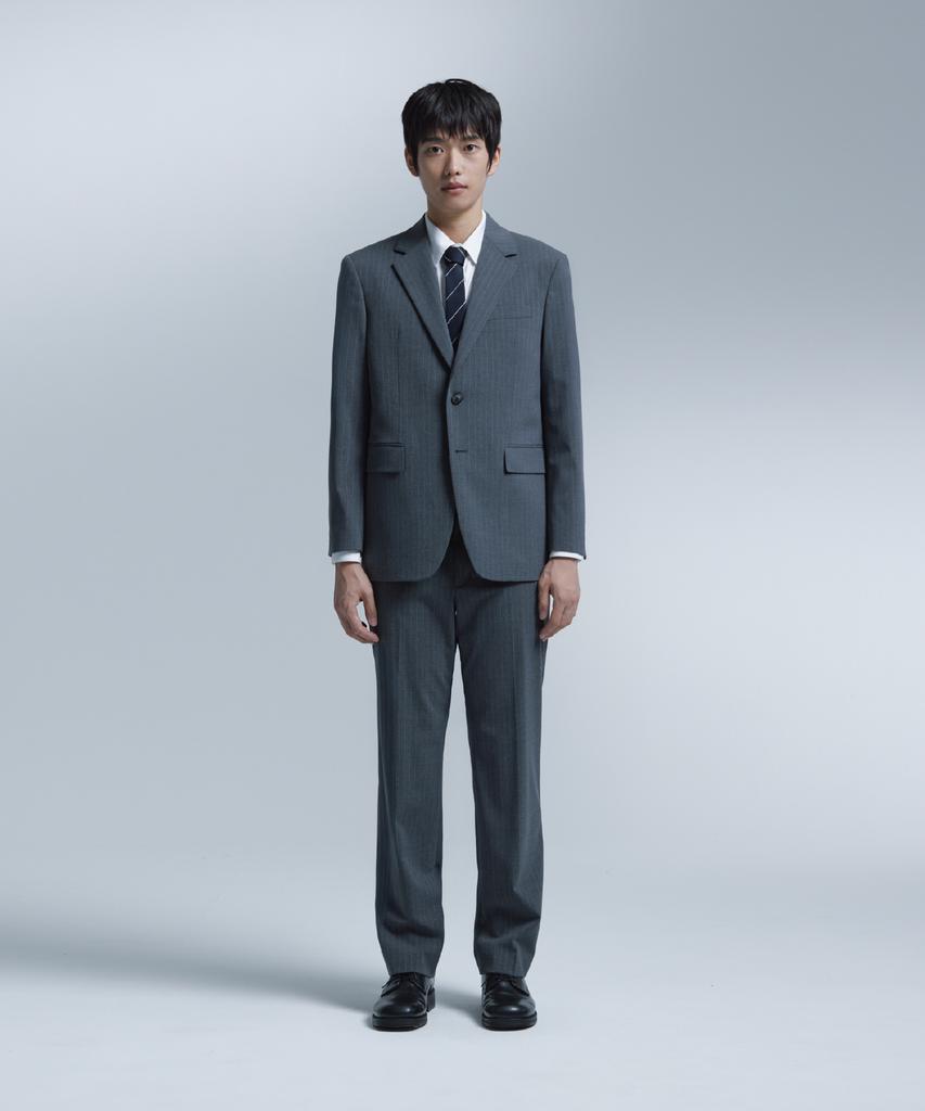 Nonblank Striped Semi-Overfit Blazer_Dark Grey