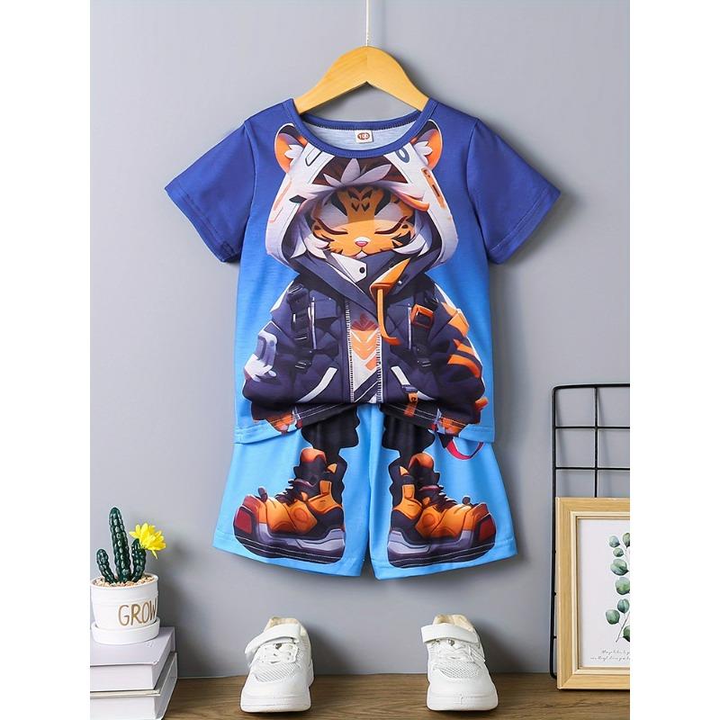 Men's T-shirt And Shorts Set Summer Outdoor Street Men's Fashionable Short-sleeved Top Everyday Casual Men's Beach Shorts