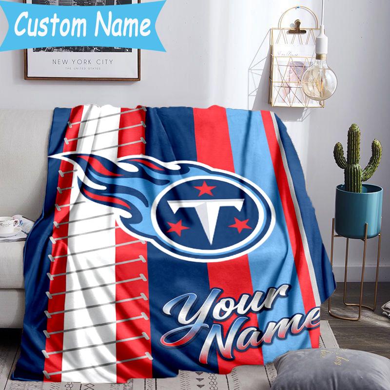 Custom Name Titans Crest Flannel Blanket, Use for Birthday/Holiday Gift, Soft Blanket for Sofa/Bed/Camping/Office, Home Decor