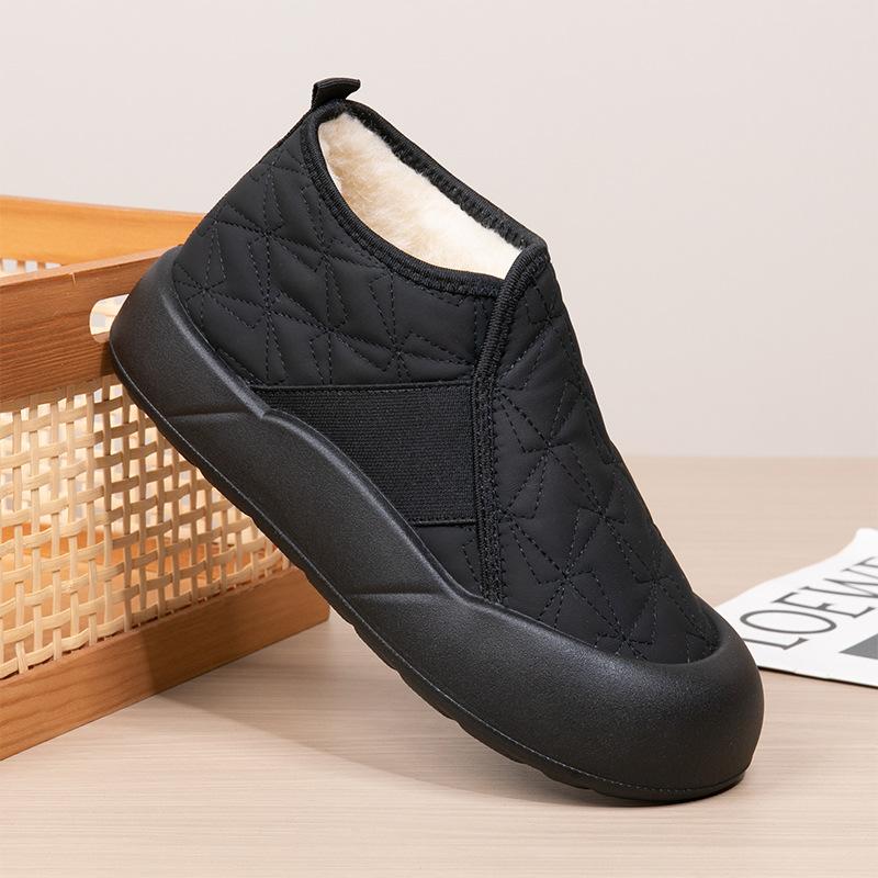 

Winter wool snow boots waterproof and warm high-top women s cotton boots piled and thickened mother shoes old Beijing cloth shoes women 35 чёрный