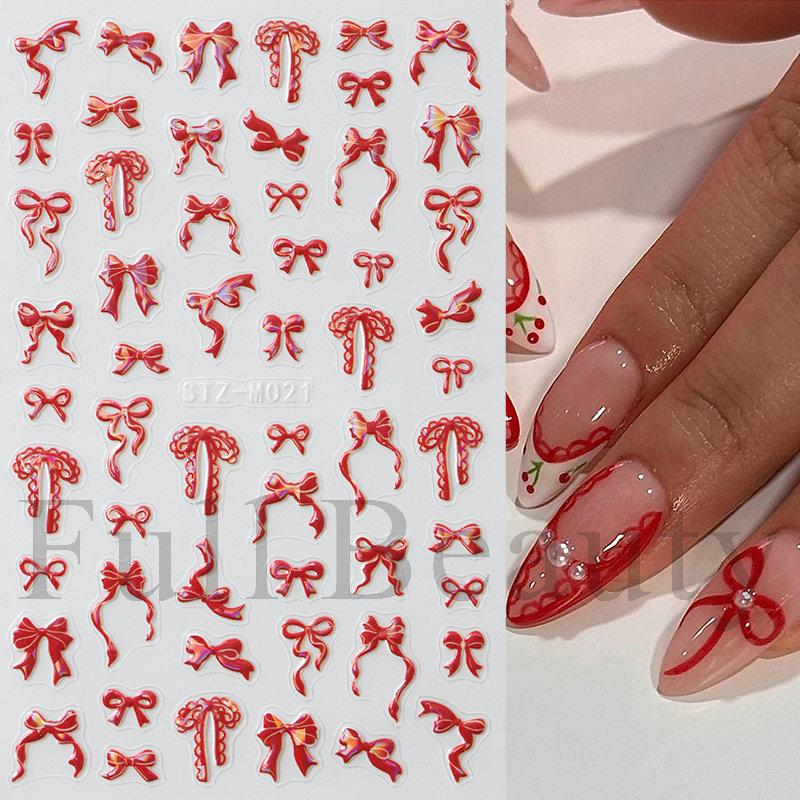 1PC Instagram-worthy Miniature Cartoon Aurora Ribbon Bow Nail Sticker, Nail Art Sticker, Holiday Gift