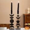 Black Pillar Candle Holder Iron Candlestick Sun Moon Star Metal Candle Stand for Weddings and Festival Table Decoration