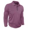 Men Long Sleeve Pocket Lapel Collar Casual Polo Shirt Outdoor Leisure Mens Top